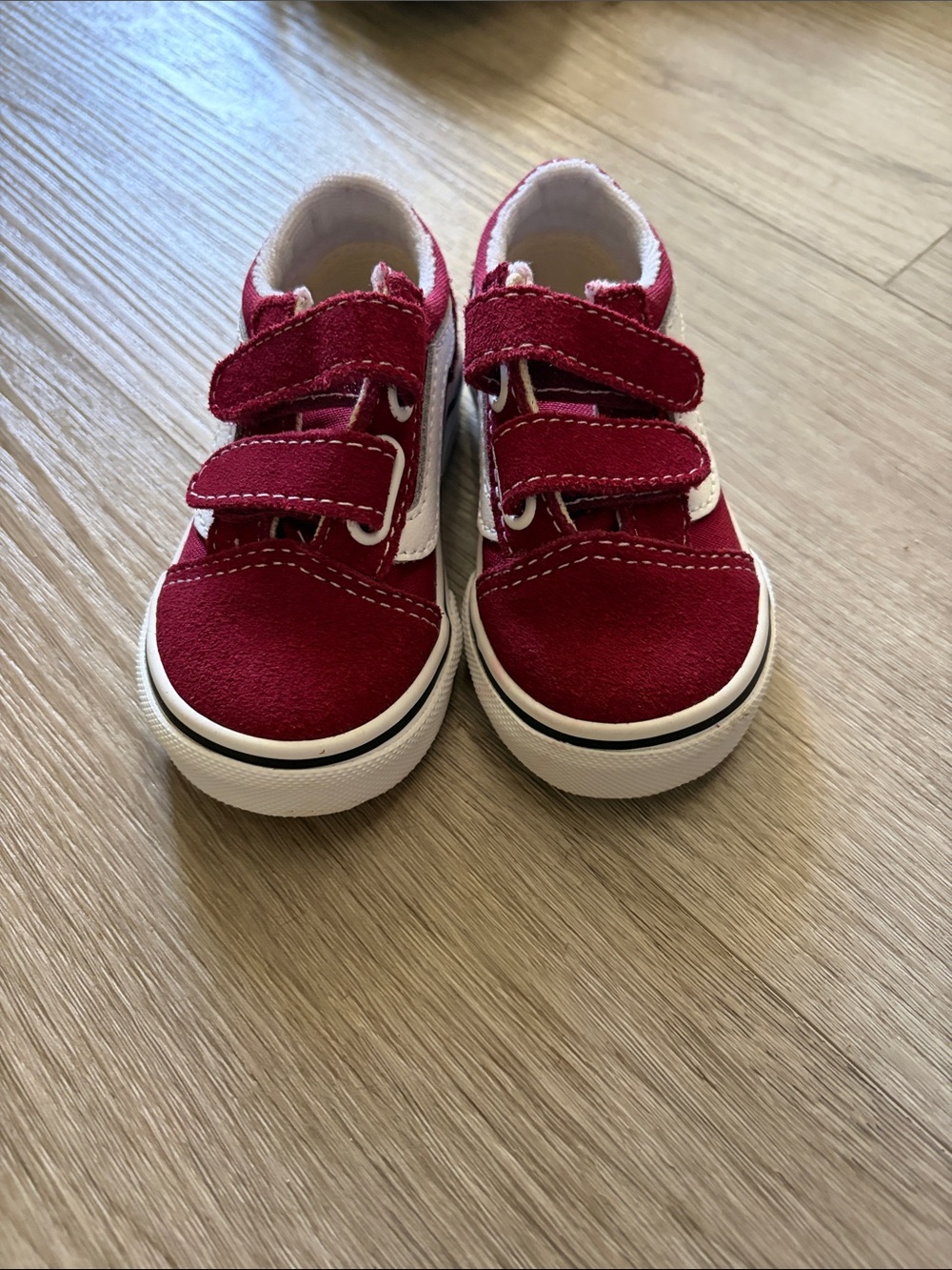 Vans Toddlers' Red Double-Strap Canvas Sneakers